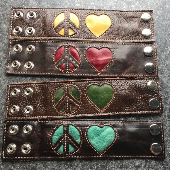 Leather ☮️❤️ SECRET POCKET Wrist Snap Bracelets